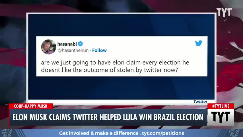 Elon Musk claims twitter helped Lula win Brazil election