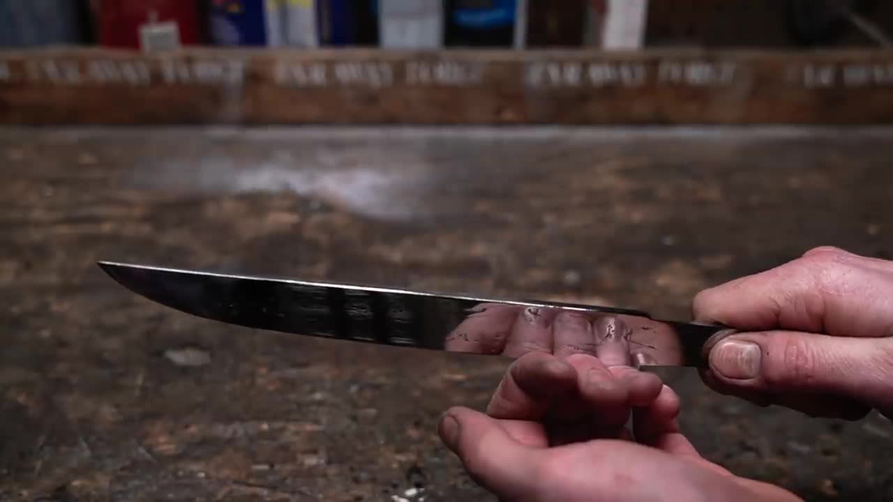 Damascus Steel Japanese Tanto from Chainsaw Chain