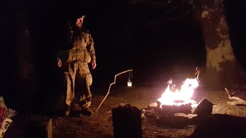 Light test before filming a campfire vlog