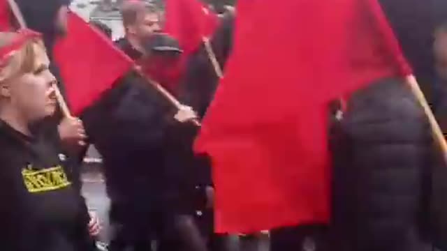 'Young Communist League' parading the streets of London