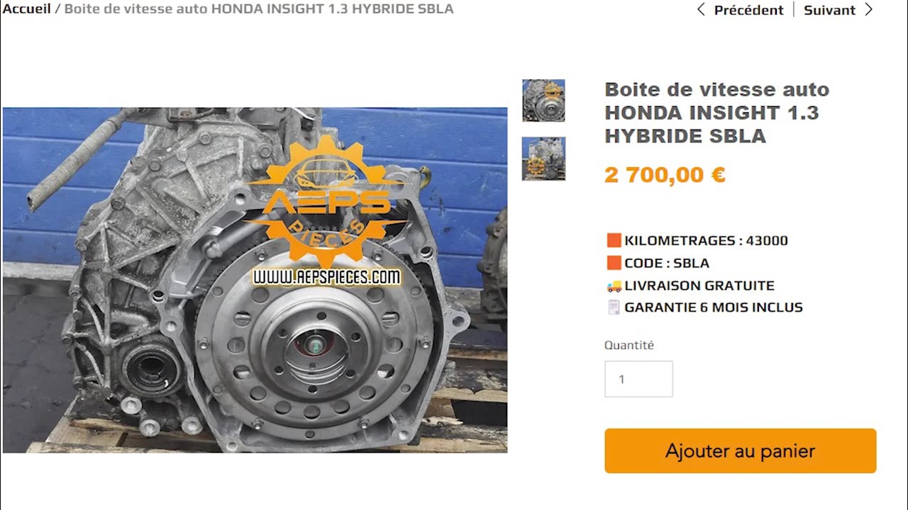 Boite de vitesse auto HONDA INSIGHT 1.3 HYBRIDE SBLA