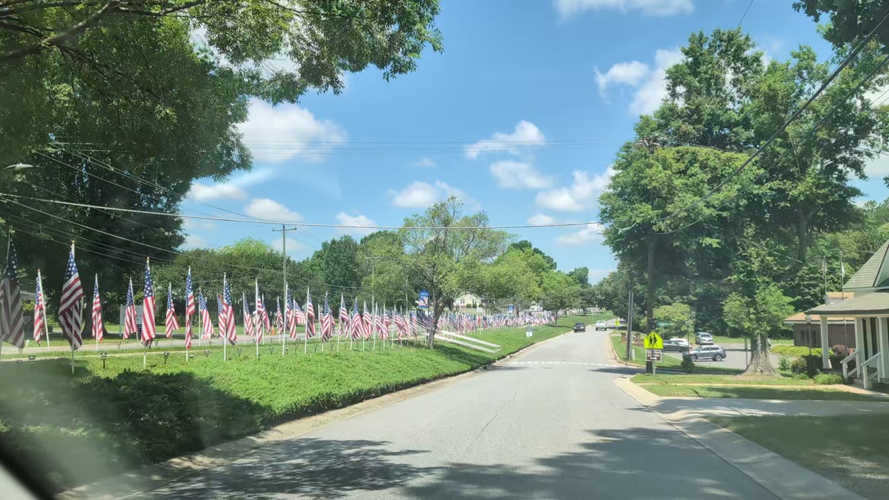 Walk of Heroes flags Troutman NC