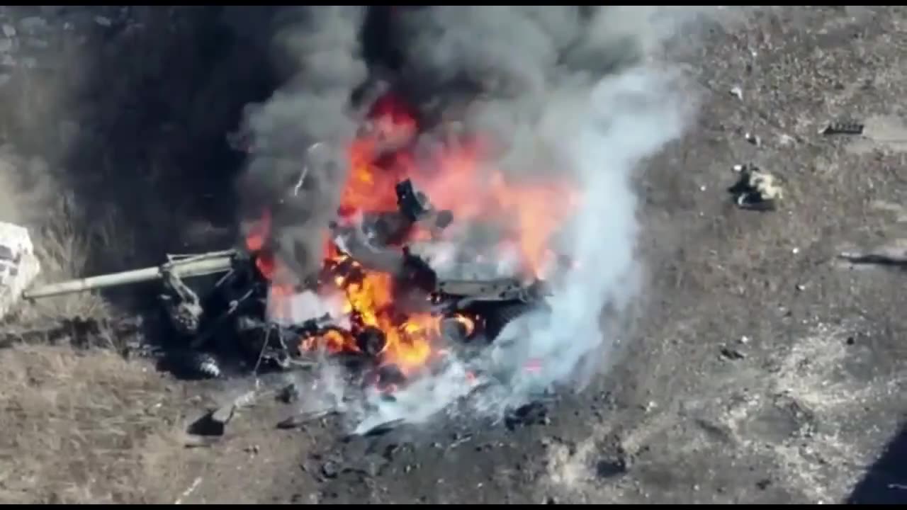 Russian 240mm Mortar Goes Up in Flames
