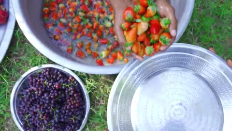 FRUIT JELLY CAKE - Colorful Healthy Fruit Jelly Cake Recipe Making in Village - Agar Agar Jelly