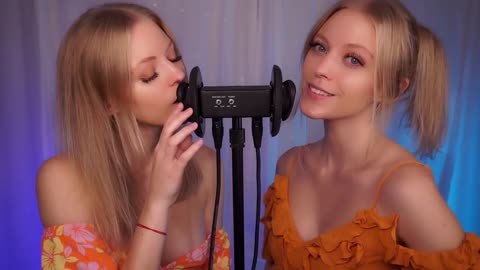 ASMR All Up In Your Ears X2 *Twin Video* (Close-Up Whispering, Breathy Gibberish)