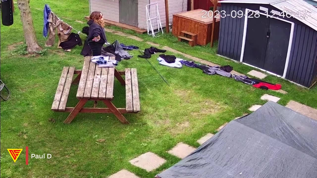 Washing Line Fail Caught on CCTV | Doorbell Camera Video