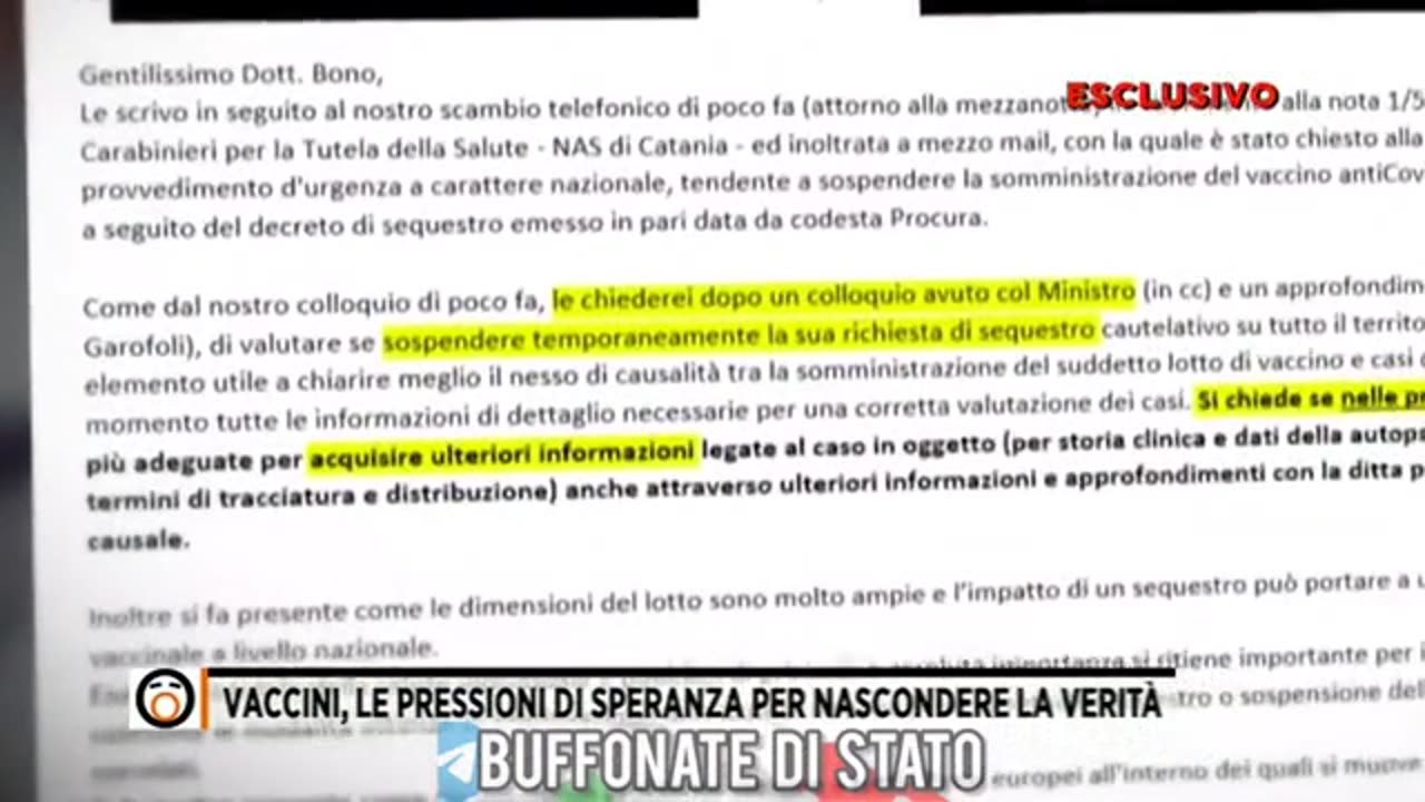 ⚠️FOLLIA ALLO STATO PURO⚠️ 🔴Le pressioni di Speranza per nascondere la verità🔴