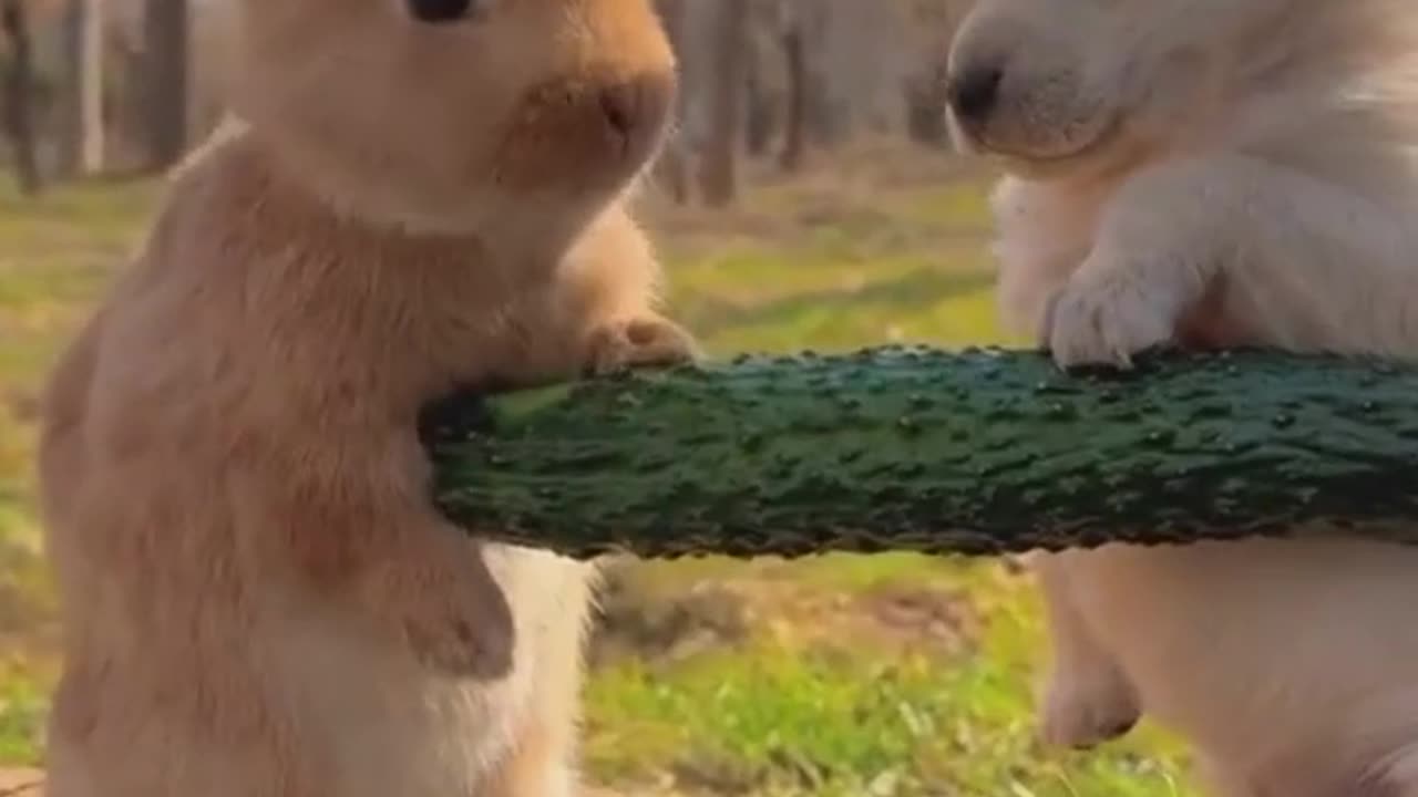 💛bunny & a puppy become bestfriends✨