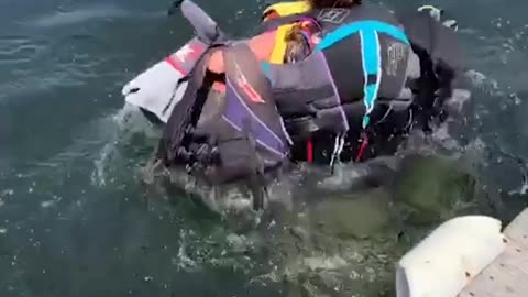 Jumping Into Lake With 24 Life Jackets