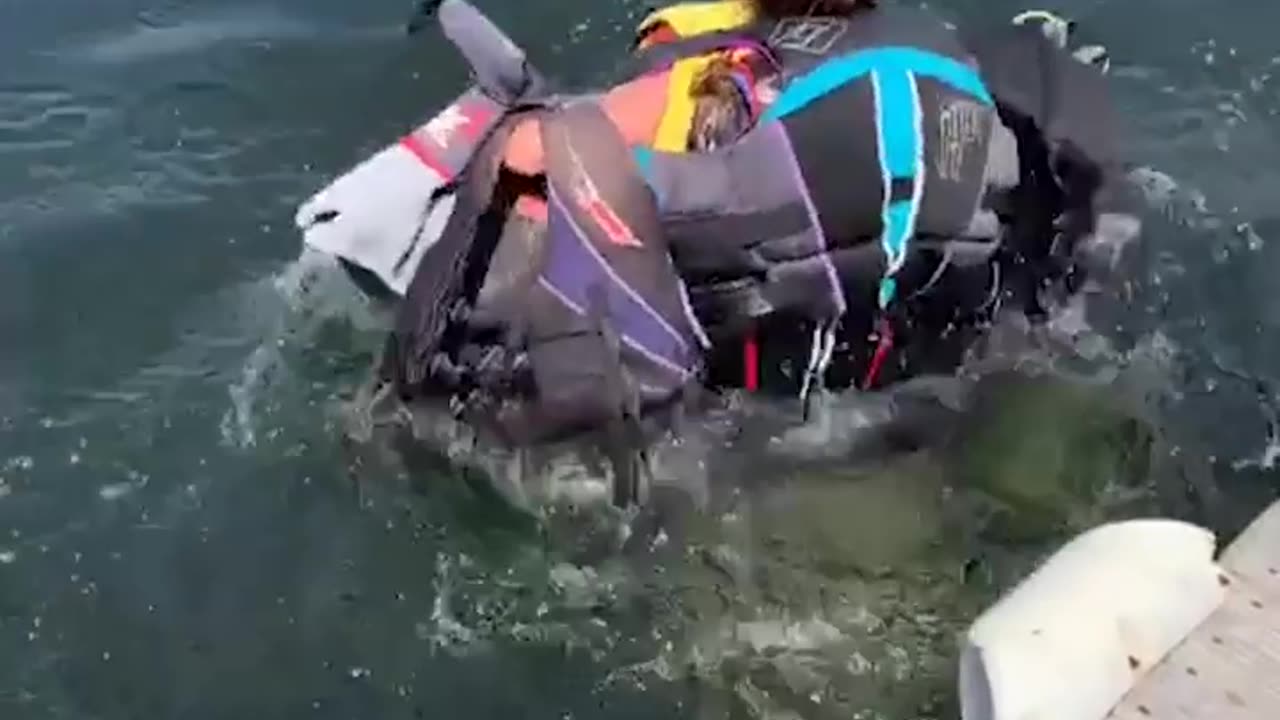 Jumping Into Lake With 24 Life Jackets