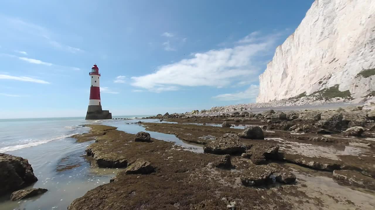 VR 180 3D Eastbourne Lighthouse from beach