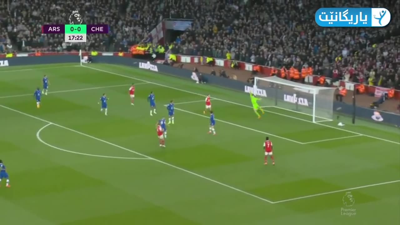 Arsenal's first goal against Chelsia premiere Liege