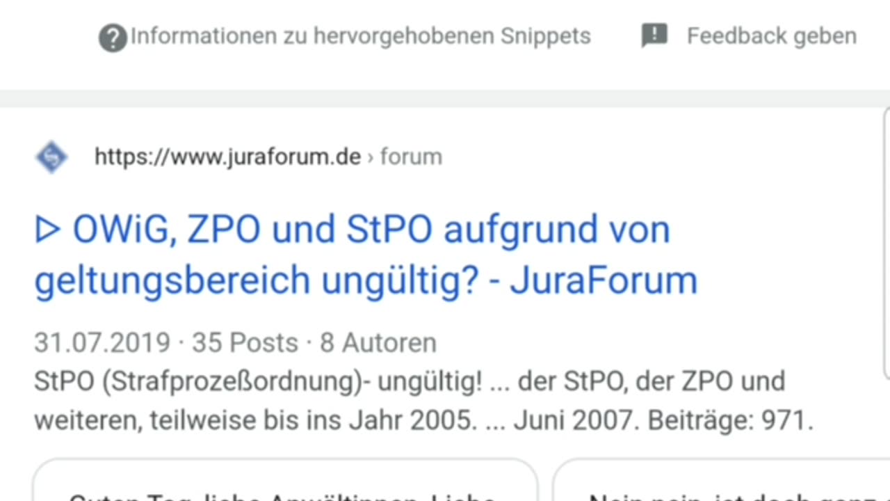 Sogar Google weist mal die Wahrheit aus - Über Geltungsbereich div. Gesetzessammlungen