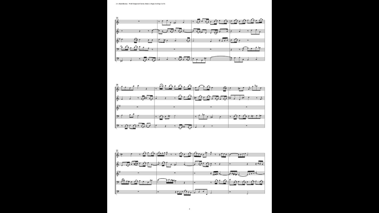 J.S. Bach - Well-Tempered Clavier: Part 1 - Fugue 16 (Double Reed Quintet)