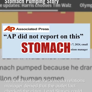 Fact Check: AP Did NOT Publish Fact Check On Fake Walz Horse Related Stomach Pumping Story
