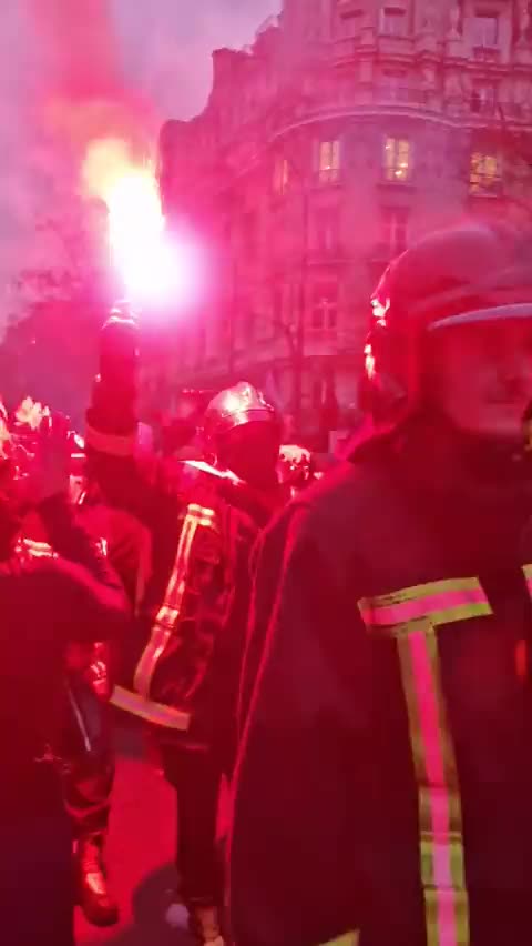 Firefighters stand with the people in France