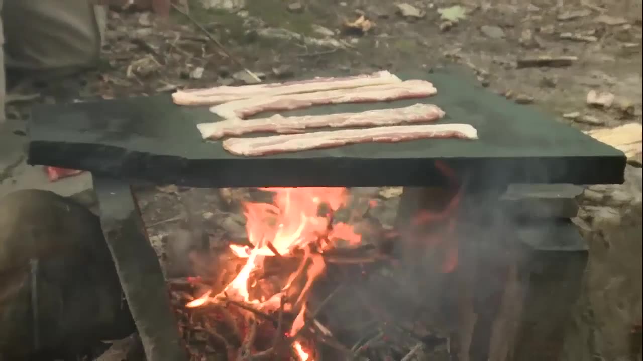 Cooking on a stone slab