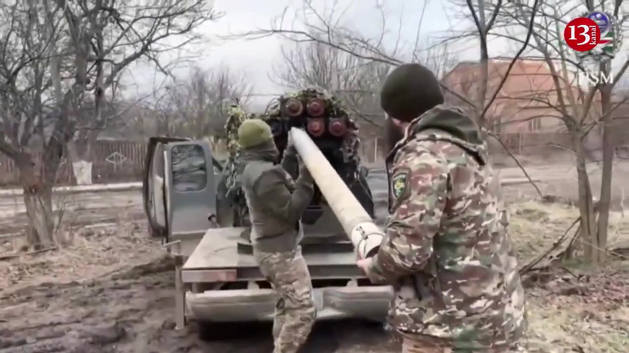 A combat image of "Sheikh Mansur" battalion of Chechens fighting against the Russians in Ukraine