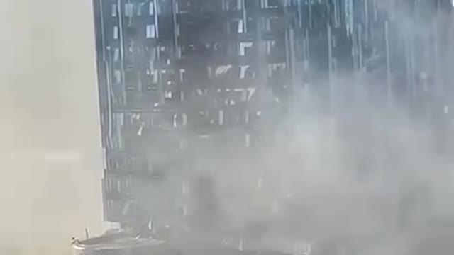 Kiev's business center building was damaged.