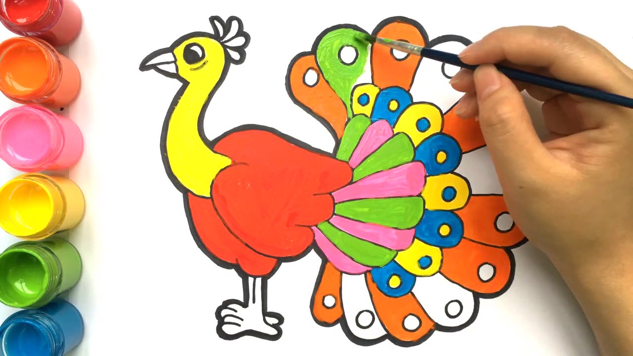 How to Paint Peacock, Learn Drawing and Coloring Acrylic