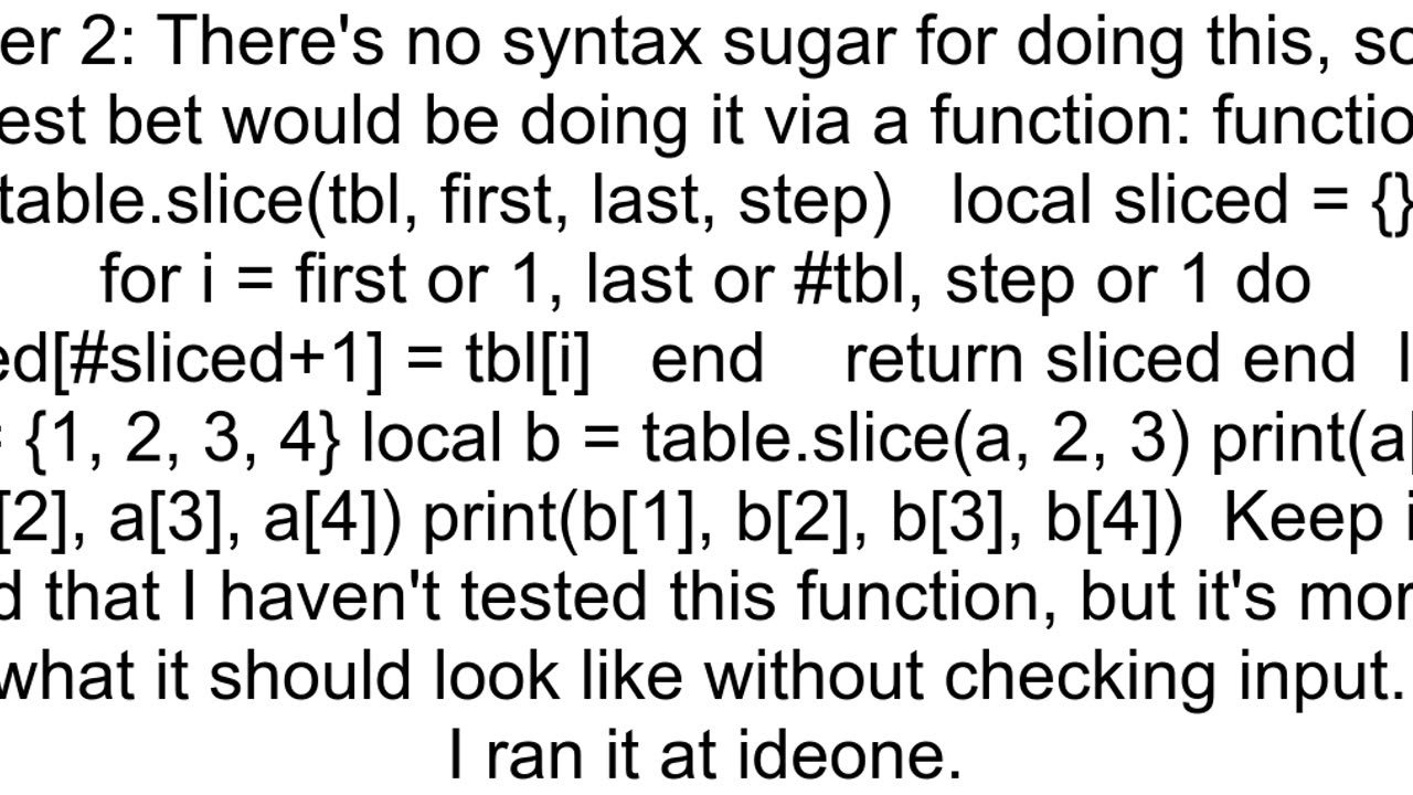 Does lua have something like python39s slice