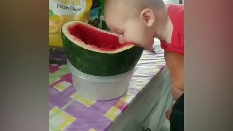 Try Not To Laugh : Baby Eating Fruit For The First Time | Funny baby video-12