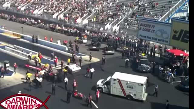 Crew members hit by dragster