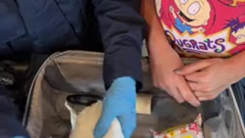 Clueless airport agent grills mom about DIAPERS