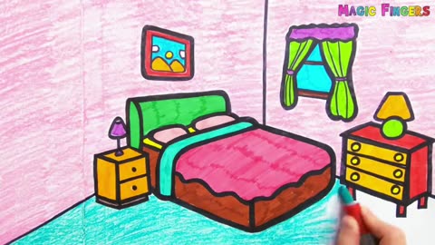 Hello! princess Enjoy my bedroom drawing, coloring for children & learn furnitures video!