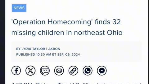 "Operation Homecoming" finds 32 missing children in Ohio