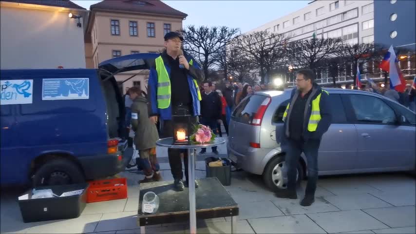 60. MAHNWACHE - BAUTZEN, 28 03 2022 - Werbebloсk, Informationen und Ansagen vom Veranstalter