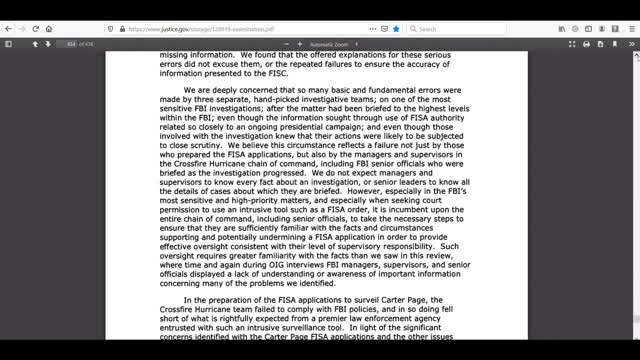 12/9/19 IG Report Reveals Deception on the Part of the FBl