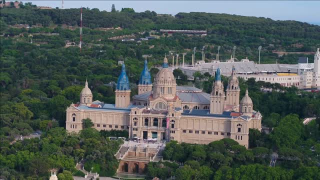 aerial spain 8263 barcelona parc de montjuic june 2018 sunny day 90mm zoom