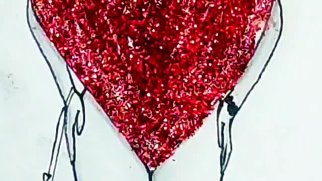 Satisfying glitter drawing | glitter dress | satisfying creative art #glitter