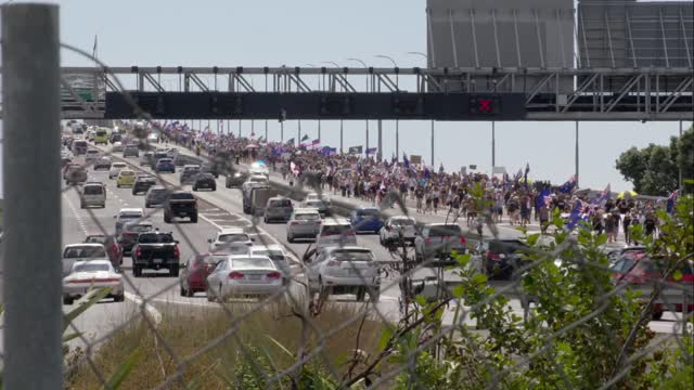 Auckland New Zealand Harbour Bridge Protest - February 26, 2022