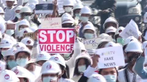 Engineers go on strike and march against coup in Myanmar's capital