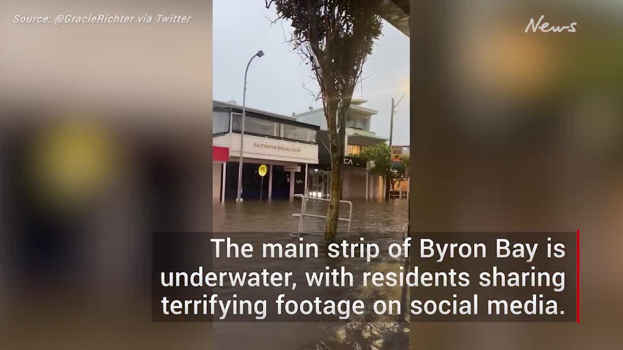 Wild scenes as Byron Bay inundated by floodwater