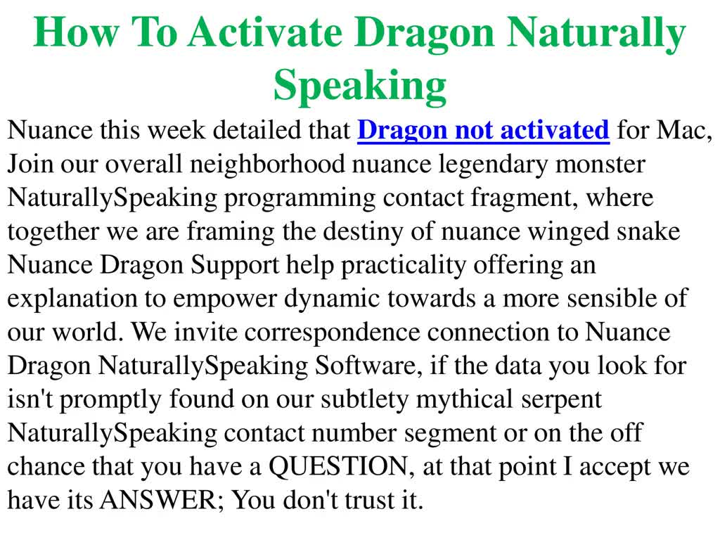 How To Activate Dragon Naturally Speaking