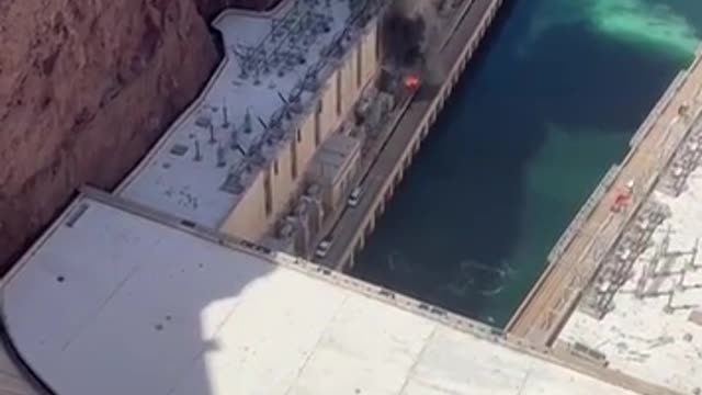 Explosion at Hoover Dam in Nevada, USA.