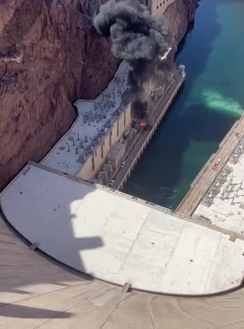 Explosion at Hoover Dam in Nevada, USA.