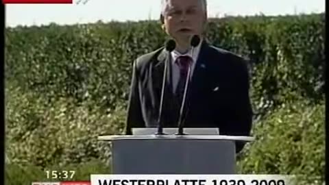 Lech Kaczyński przemawia na Westerplatte 1.09.2009