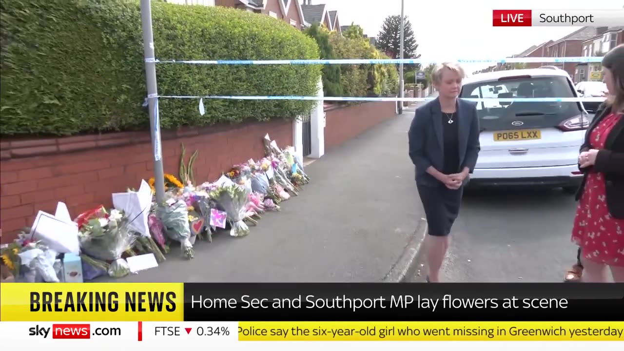 Home secretary Yvette Cooper visits scene of knife attack in Southport