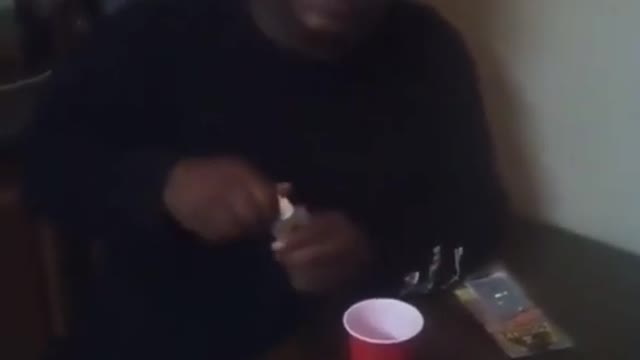 This man uses gorilla glue to glue cup to mouth