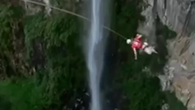 Fun and terrifying jumping from the top of the waterfalls😱