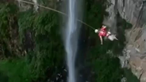 Fun and terrifying jumping from the top of the waterfalls😱