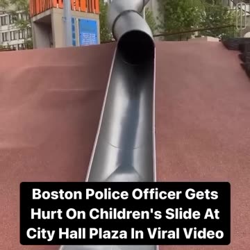 Cop couldn’t handle a kids slide 😭