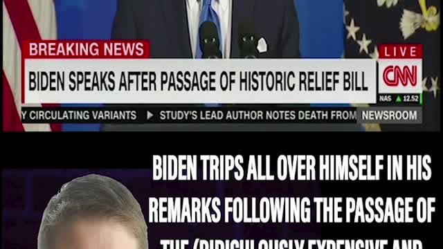 BIDEN TRIPS OVER HIMSELF IN HIS REMARKS FOLLOWING PASSAGE OF 'COVID RELIEF BILL'