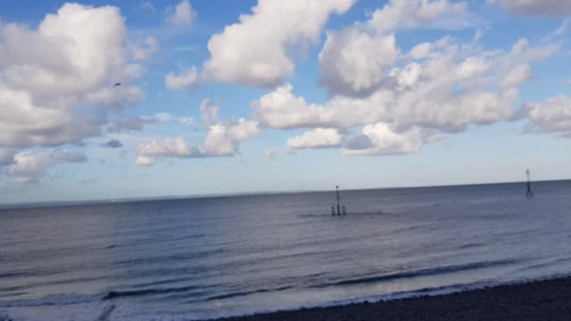 Minehead beach Dorset. Overlooking the sea towards Wales