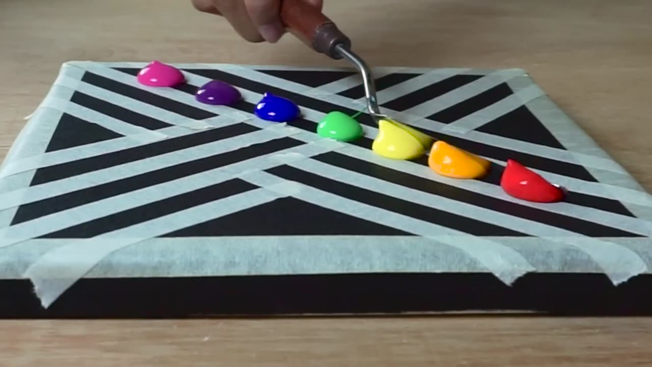 Abstract Painting with Colored Tape, Easy to Create Abstract Painting for Beginners