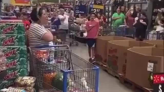 CHILLS: Walmart Patrons Break Out in Song Singing US National Anthem